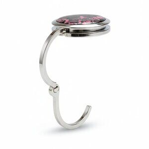 Purse Hanger for Table - Black with purple graphic flowers